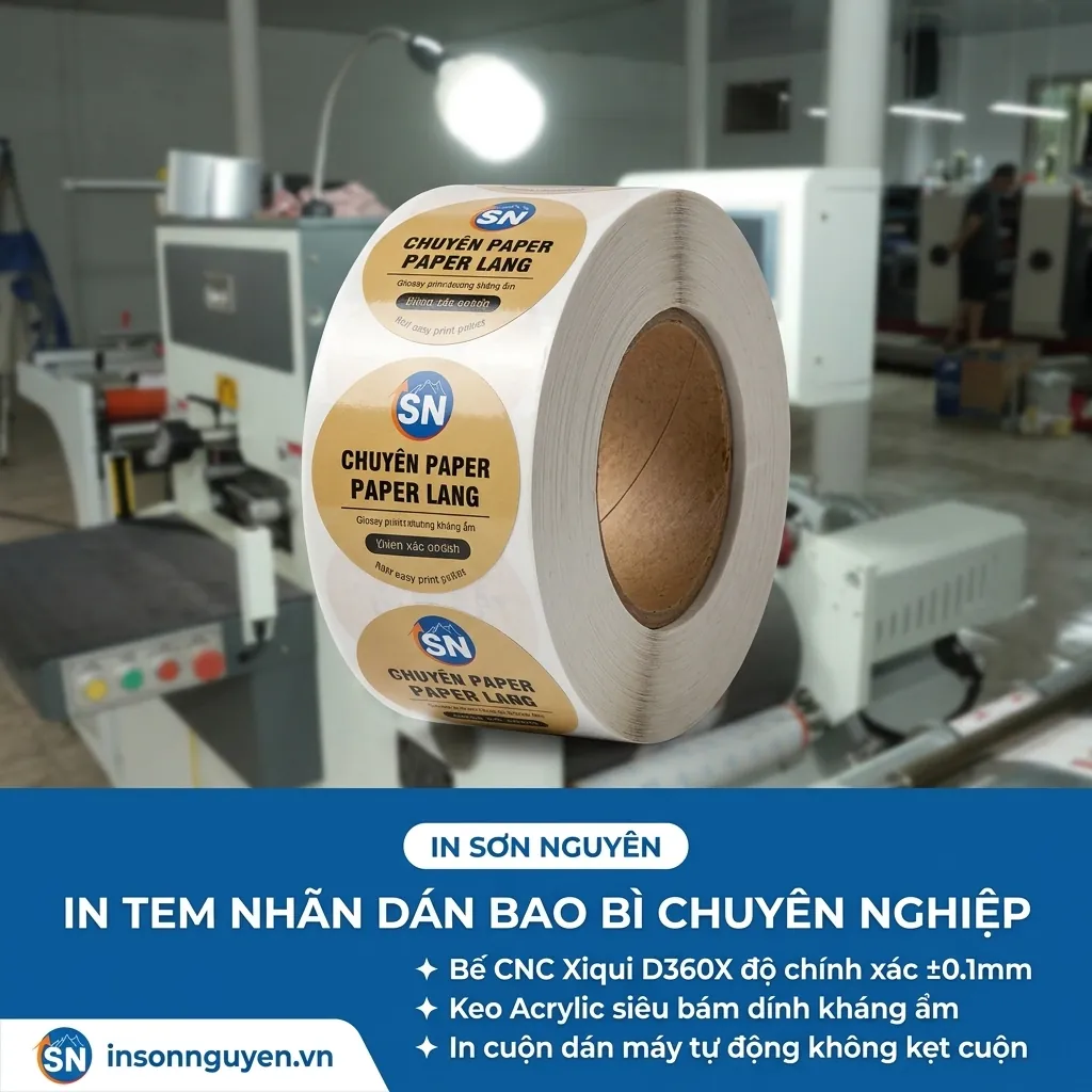 In tem nhãn dán bao bì - Xưởng in Sơn Nguyên