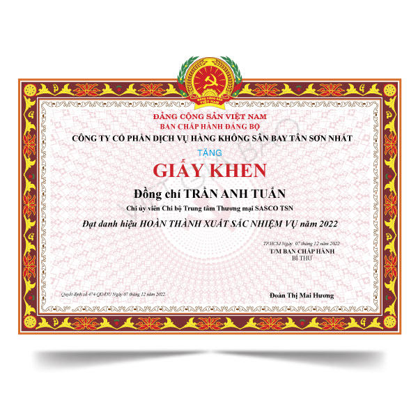 giấy in bằng khen 
