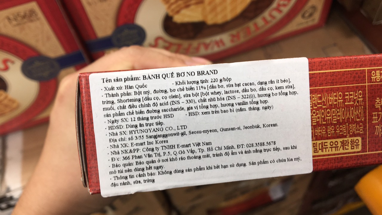 Tem nhãn phụ sản phẩm bánh quế bơ