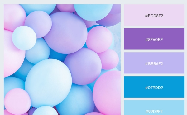 Mã màu pastel hồng tím xanh