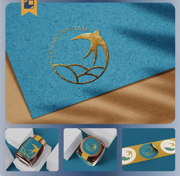 Logo yến sào trên bộ nhận diện thương hiệu Logo yến sào trên bộ nhận diện thương hiệu