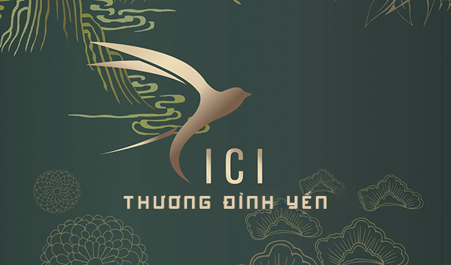 Logo yến sào sử dụng hình ảnh chim yến cách điệu kết hợp với các yếu tố tự nhiên logo yến sào