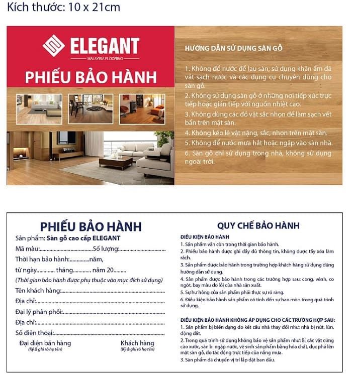 Phiếu bảo hành sàn gỗ Mẫu phiếu bảo hành doanh nghiệp bán sàn gỗ