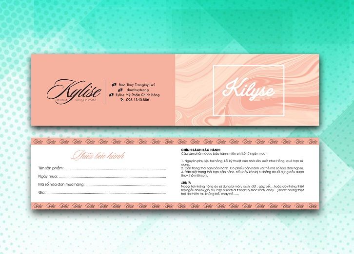 Mẫu phiếu bảo hành cửa hàng mỹ phẩm theo phong cách nhẹ nhàng Mẫu phiếu bảo hành cửa hàng mỹ phẩm