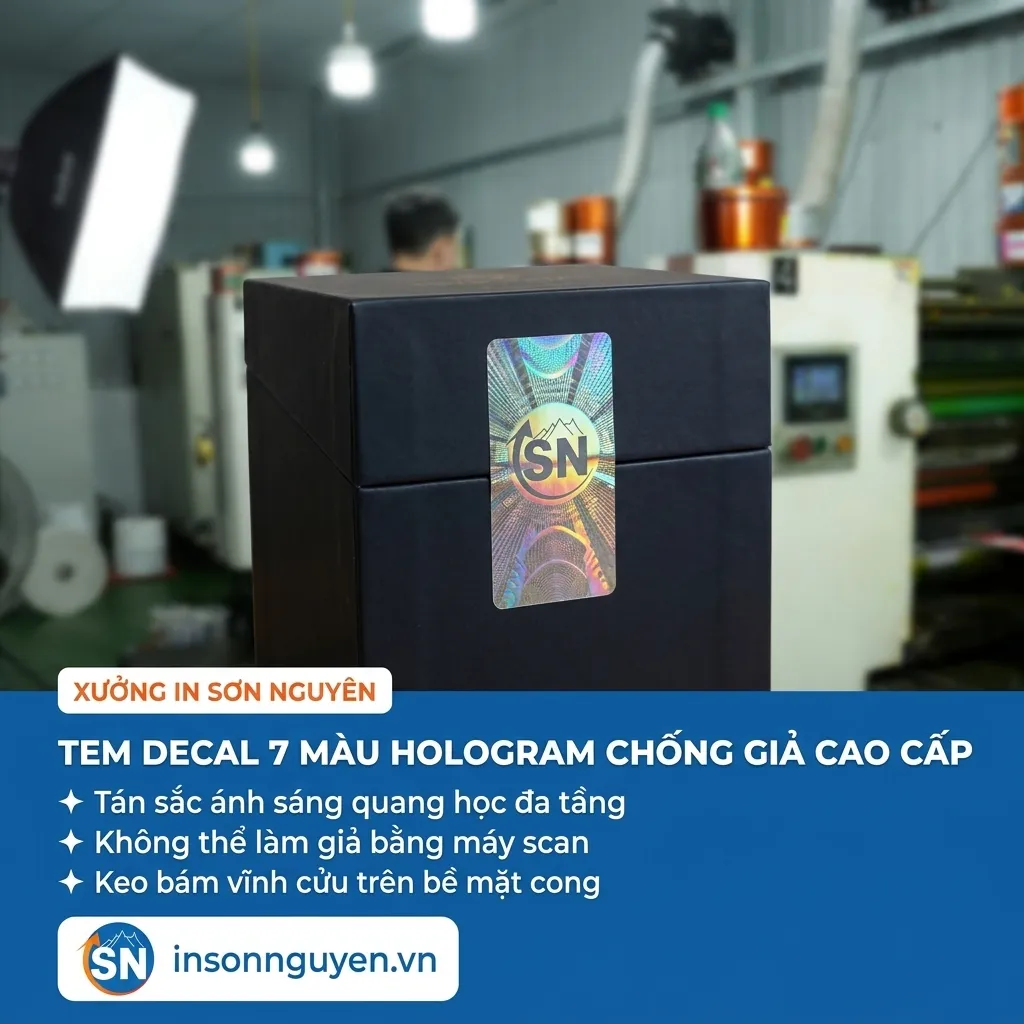 Mẫu tem decal 7 màu hologram chống giả