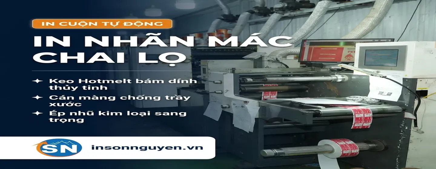 in nhãn mác chai lọ công nghiệp tại xưởng Sơn Nguyên