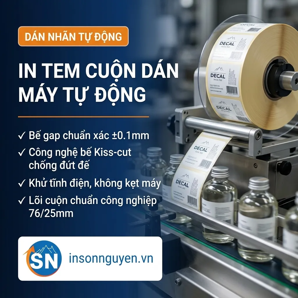 in tem cuộn bế chuẩn dán máy tự động