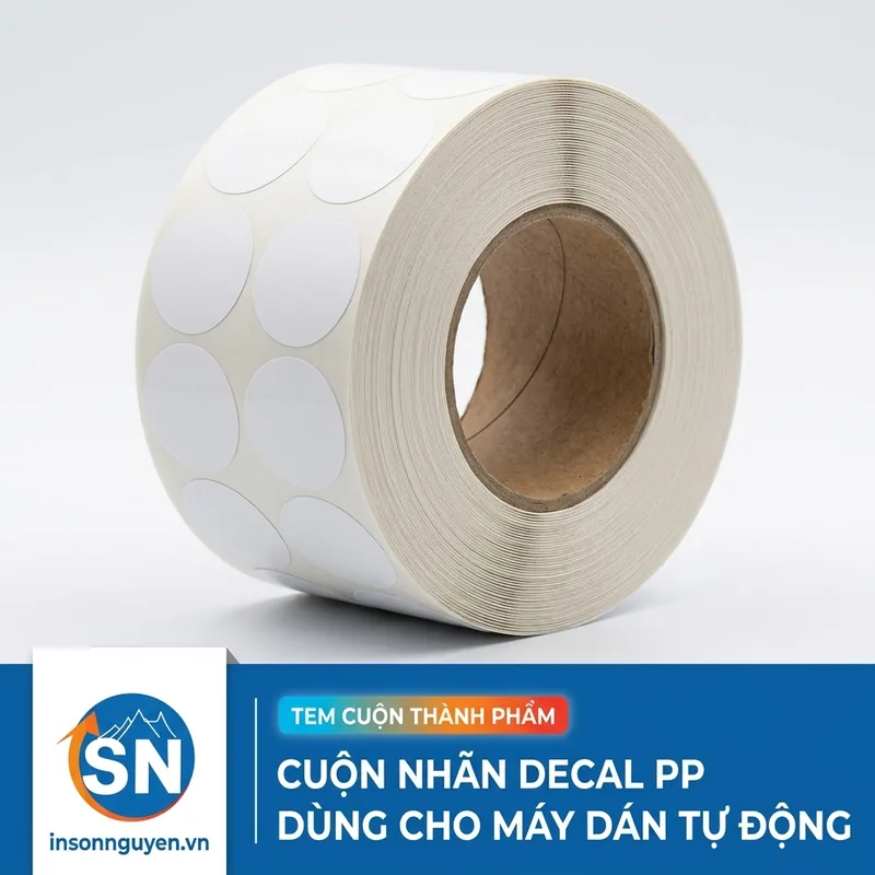 Cuộn nhãn decal PP dán máy tự động