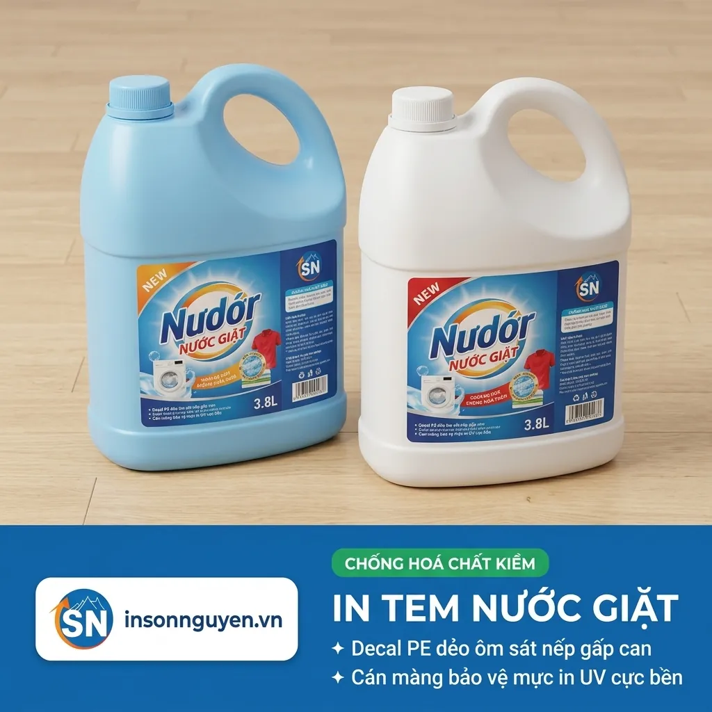 in tem nước giặt tại xưởng Sơn Nguyên