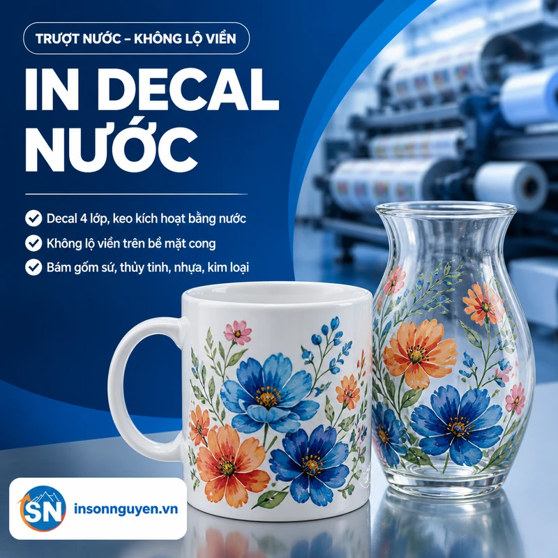 in decal nước decal trượt nước 4 lớp bám gốm sứ thủy tinh nhựa không lộ viền tại xưởng Sơn Nguyên