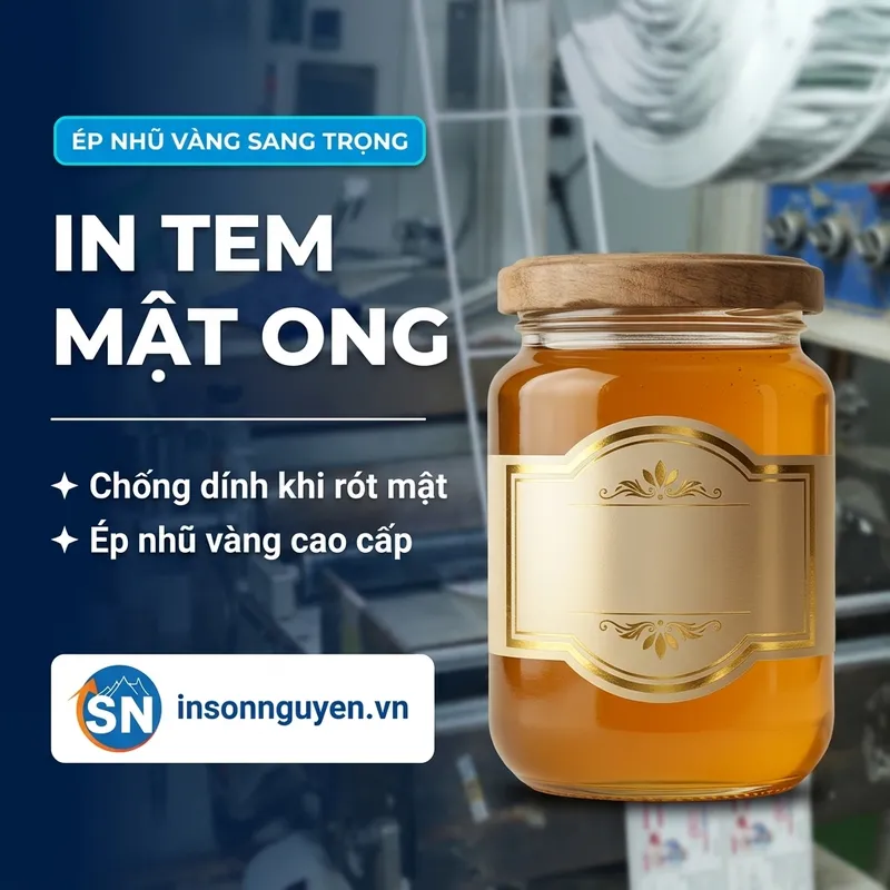 In tem mật ong ép nhũ vàng sang trọng