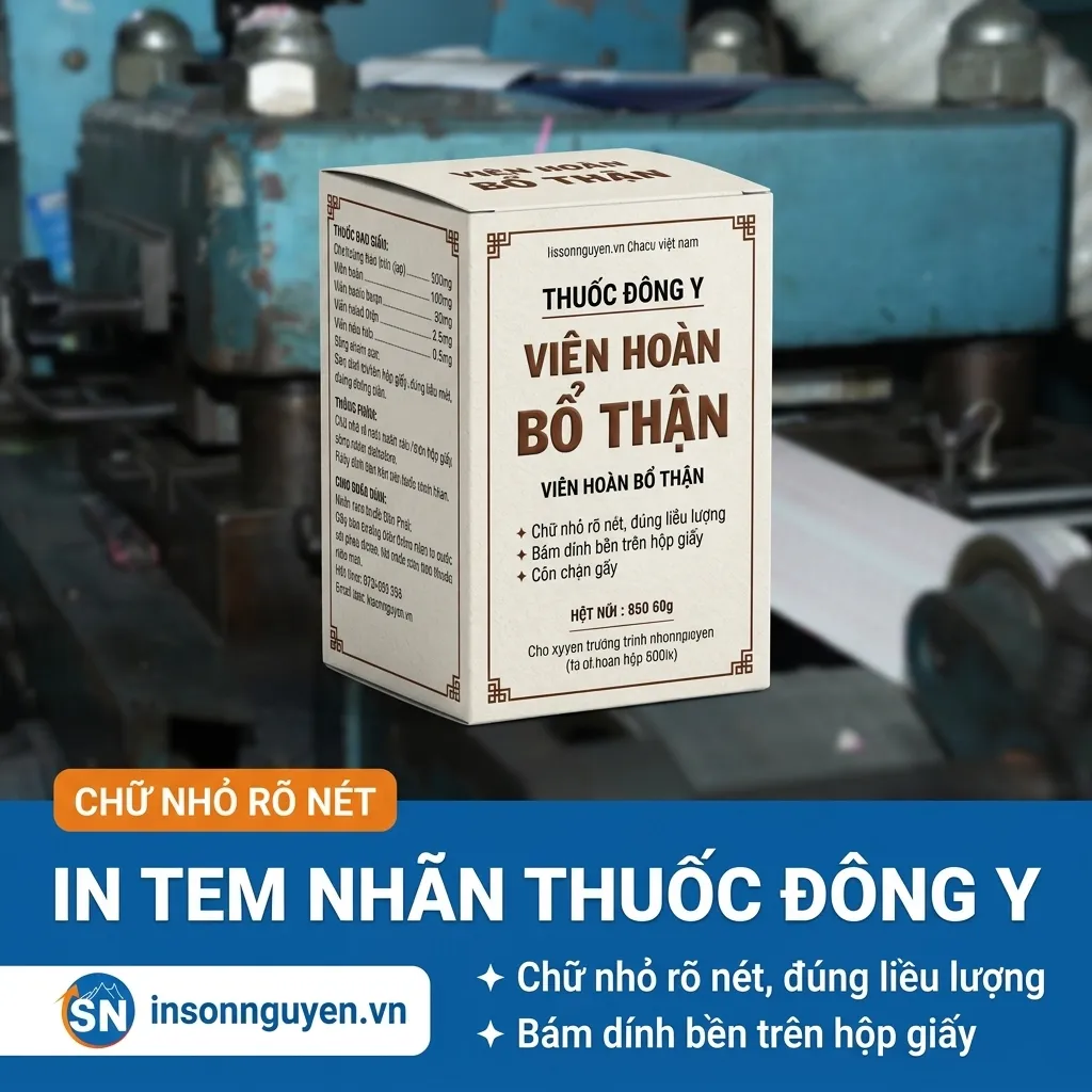 In tem nhãn thuốc Đông Y dán lọ