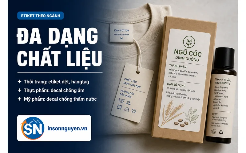 Etiket theo từng ngành hàng: thời trang, thực phẩm, mỹ phẩm