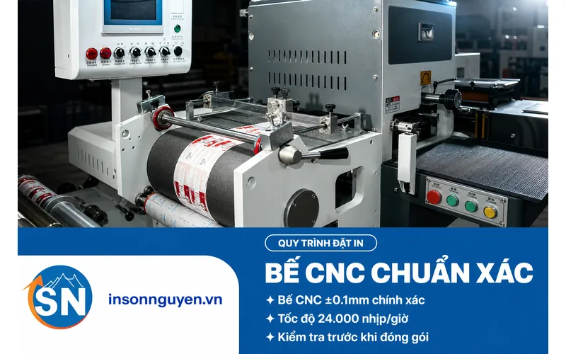 Bế CNC chuẩn xác khi in etiket tại xưởng In Sơn Nguyên