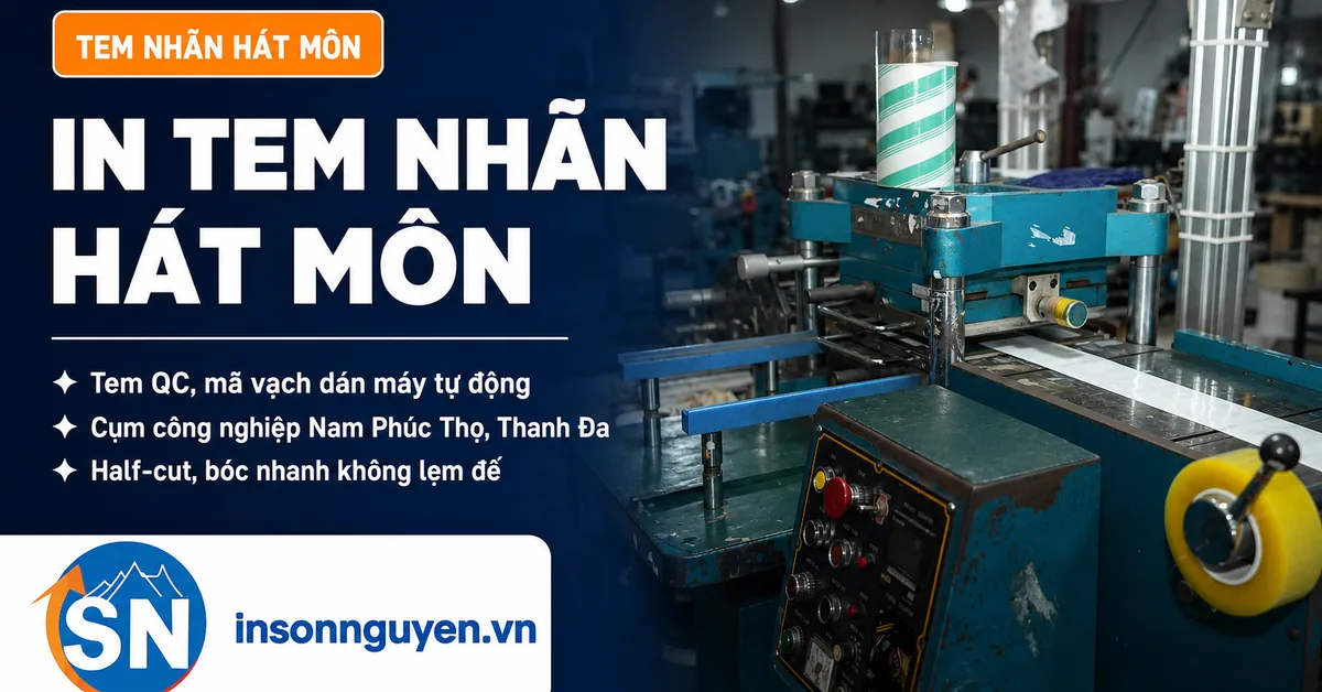 Máy bế half-cut Gusung GSP32 in tem nhãn Hát Môn