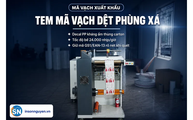 Tem mã vạch đóng gói hàng dệt Phùng Xá xuất khẩu