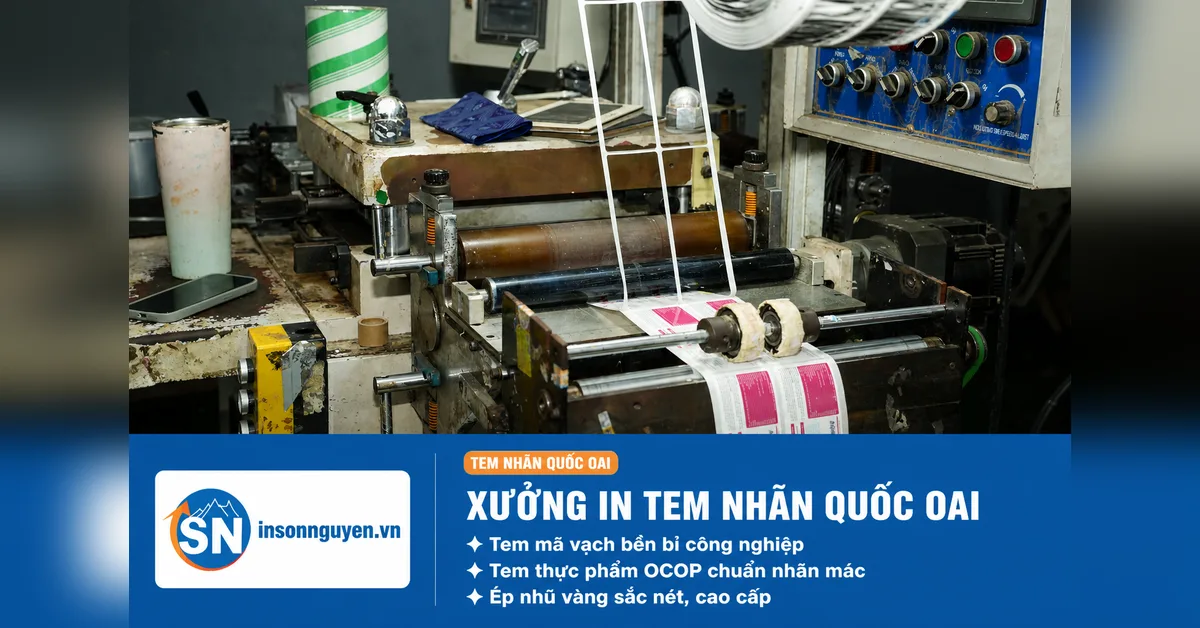 In tem nhãn tại Quốc Oai - máy ép nhũ vàng Kunlun MQ-320D xưởng In Sơn Nguyên