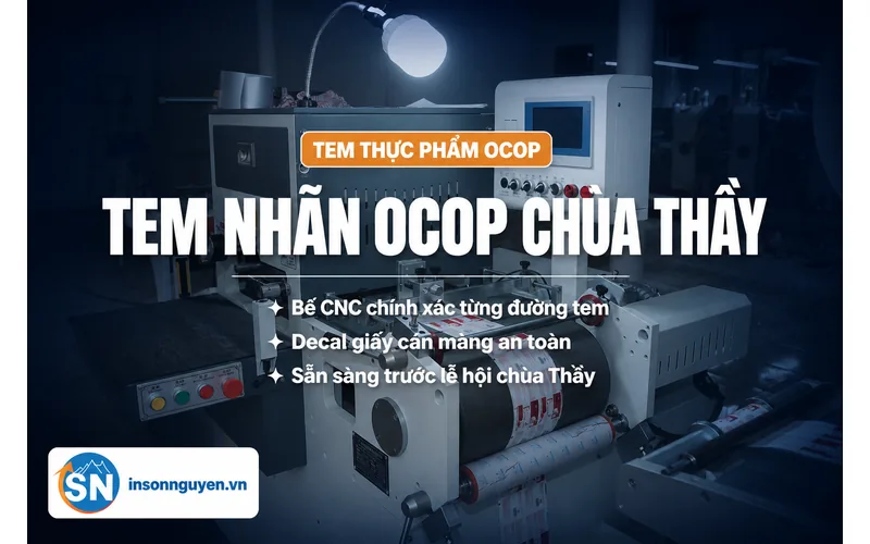 Tem thực phẩm OCOP ép nhũ vàng cao cấp cho làng nghề Quốc Oai