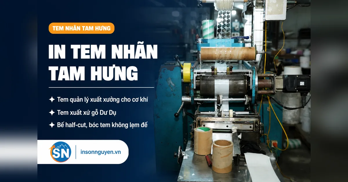 In tem nhãn tại Tam Hưng - máy bế Gusung GSP32 xưởng In Sơn Nguyên