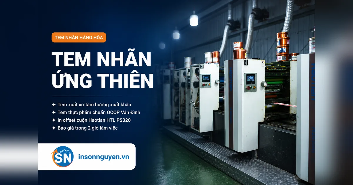 In tem nhãn tại Ứng Thiên - máy in offset Haotian HTL PS320 xưởng In Sơn Nguyên