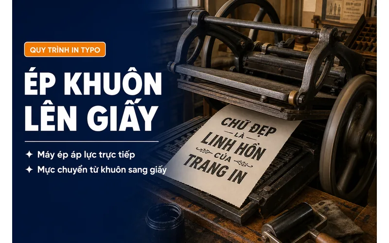 Bước ép khuôn in Typo lên giấy