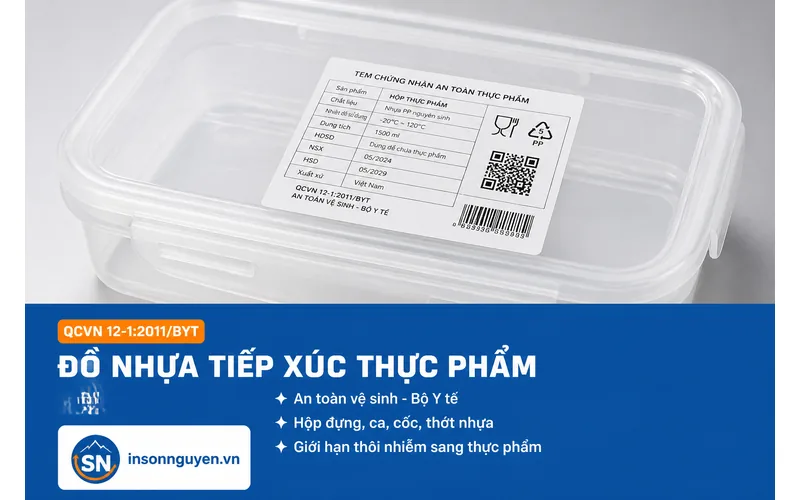 Tem phụ đồ nhựa gia dụng tiếp xúc thực phẩm đạt QCVN 12-1:2011/BYT