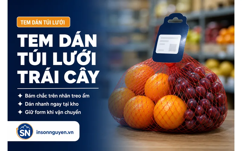 Tem phụ dán trên nhãn treo túi lưới cam nho nhập khẩu