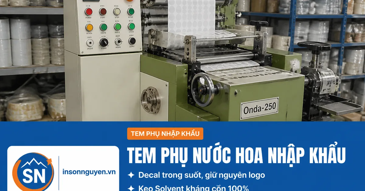 Tem phụ nước hoa nhập khẩu in trên máy Onda-250