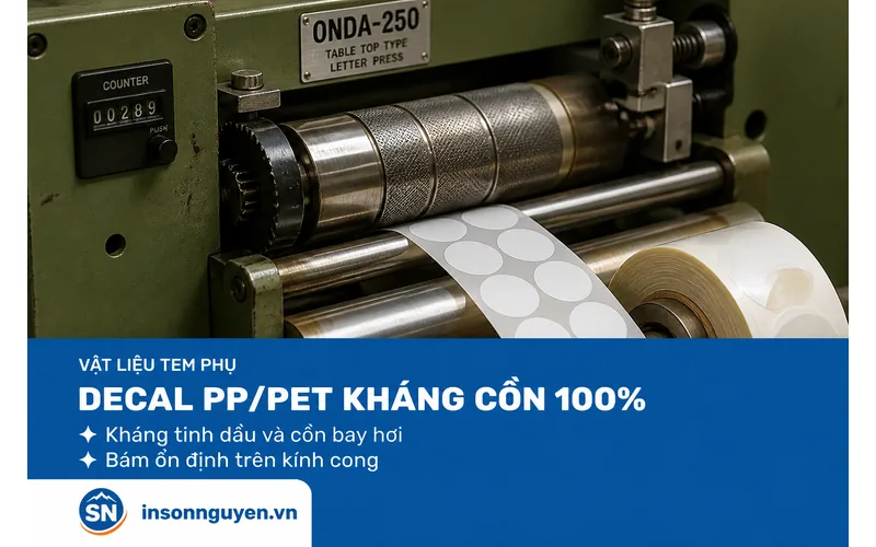 Máy Onda-250 in tem phụ decal PP PET kháng cồn cho nước hoa nhập khẩu