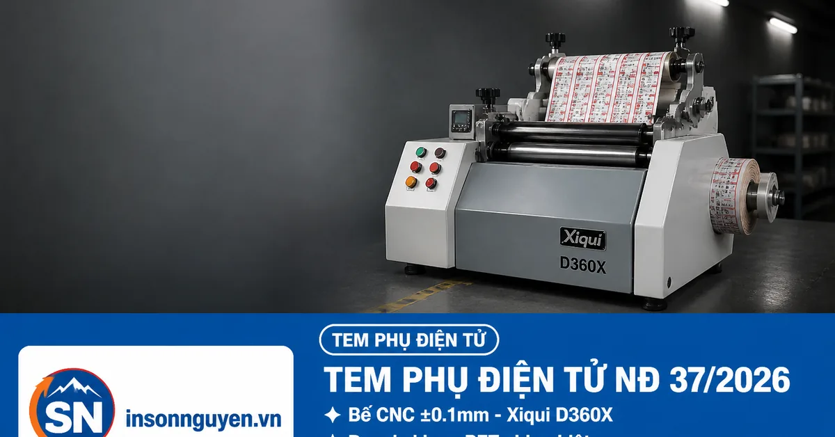 Tem phụ thiết bị điện tử chuẩn NĐ 37/2026 bế trên máy Xiqui D360X