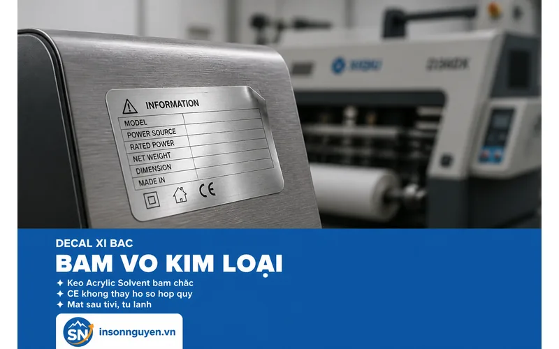 Tem phụ decal xi bạc dán vỏ kim loại thiết bị điện tử keo Acrylic Solvent