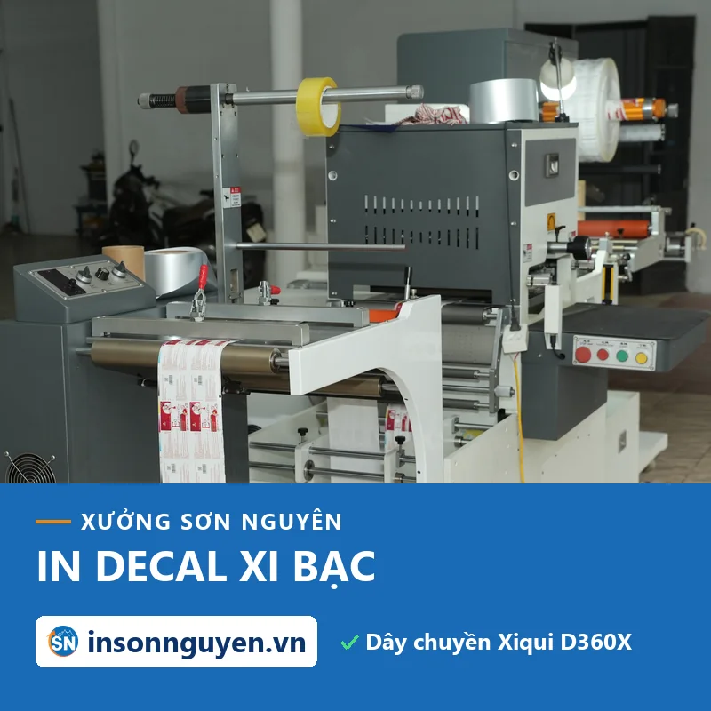 dây chuyền bế CNC Xiqui D360X chạy cuộn decal tại xưởng Sơn Nguyên